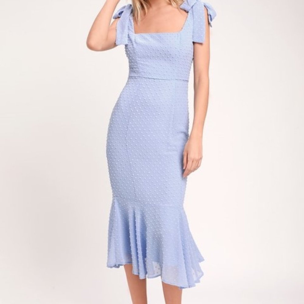 Lulu's | Bimini Swiss Dot Tie-Strap Midi Dress